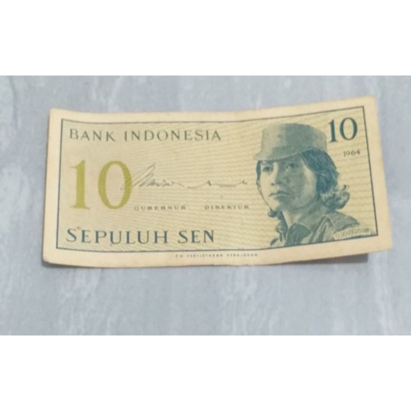 Uang 10 SEN Asli bekas indonesia 1964
