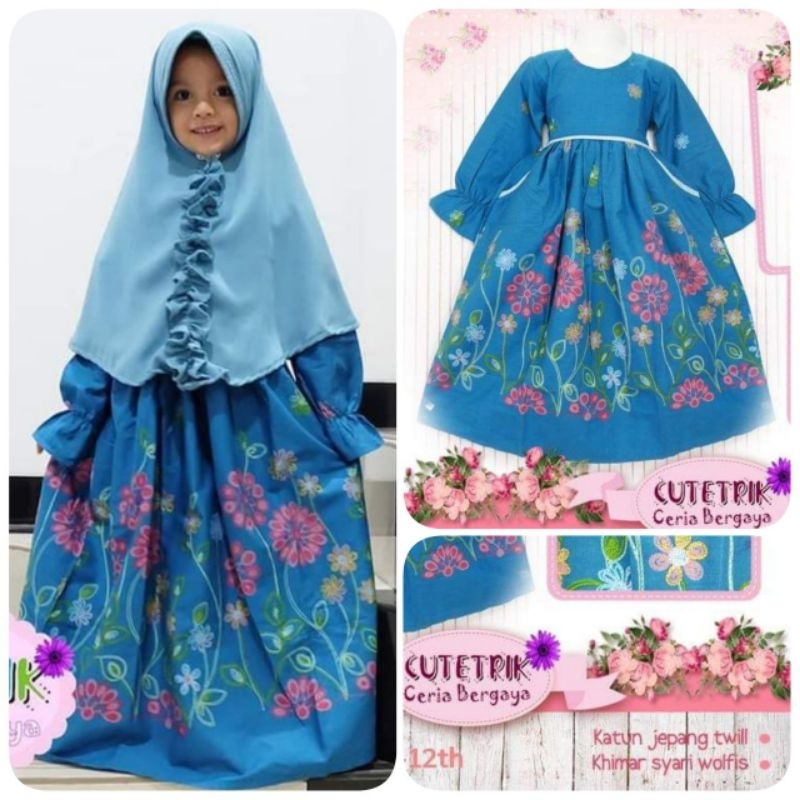 CUTETRIK GAMIS SYARI ANAK PEREMPUAN TANGGUNG 8 9 10 TAHUN GAMIS ANAK PEREMPUAN SET JILBAB GAMIS KAOS
