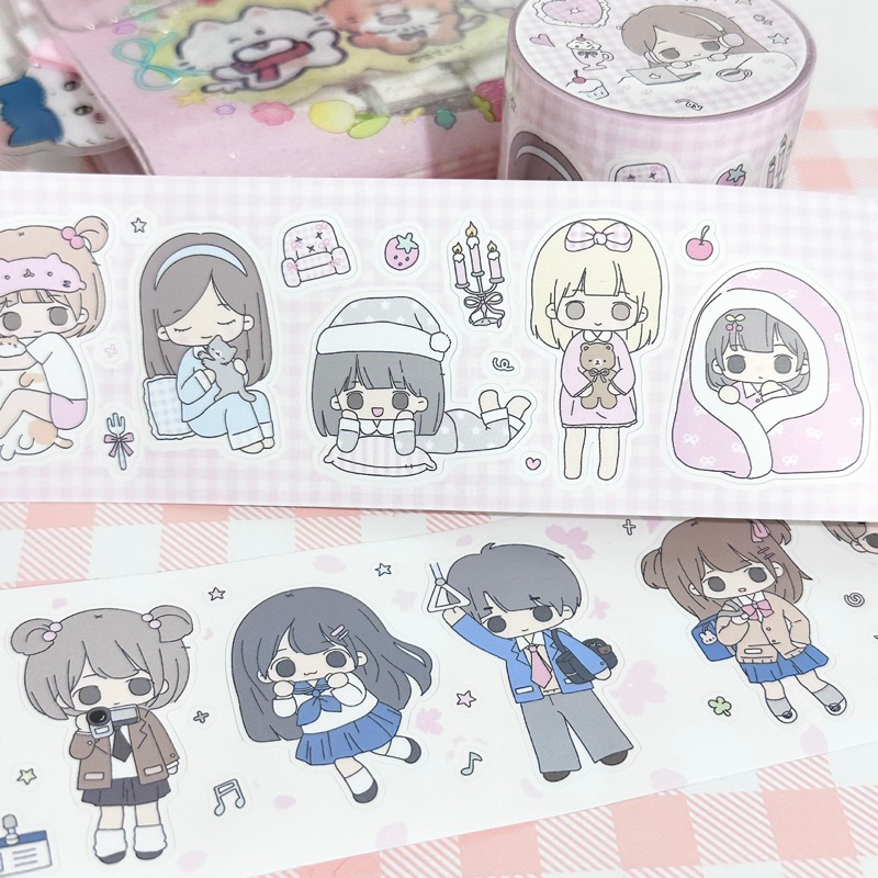 

sticker roll ecer 35cm chibi girl japan vibes dekorasi journal readystock B1902