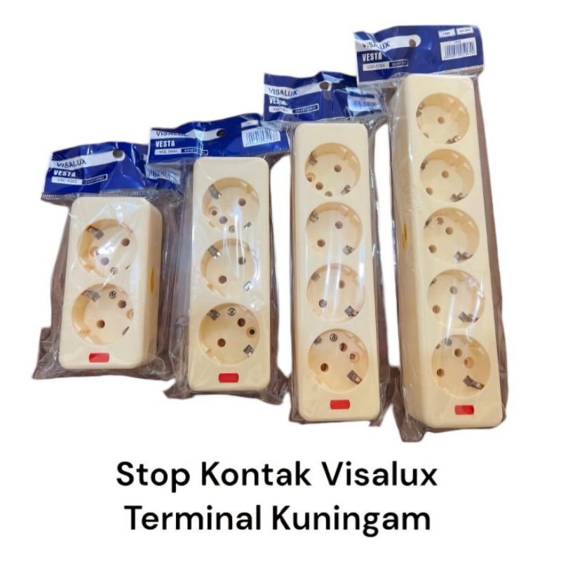 Stop kontak terminal colokan 2,3,4,5 lubang VISALUX terminal Kuningan