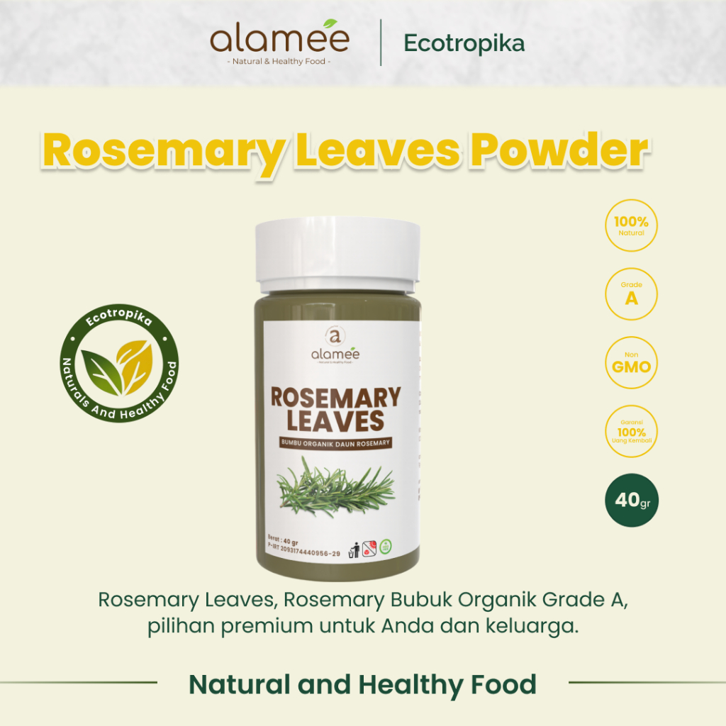 

Daun Rosemary Kering Dried Leaves Garnish Murni Asli Tanpa Campuran Bumbu Dapur Premium Tabur 40 gr