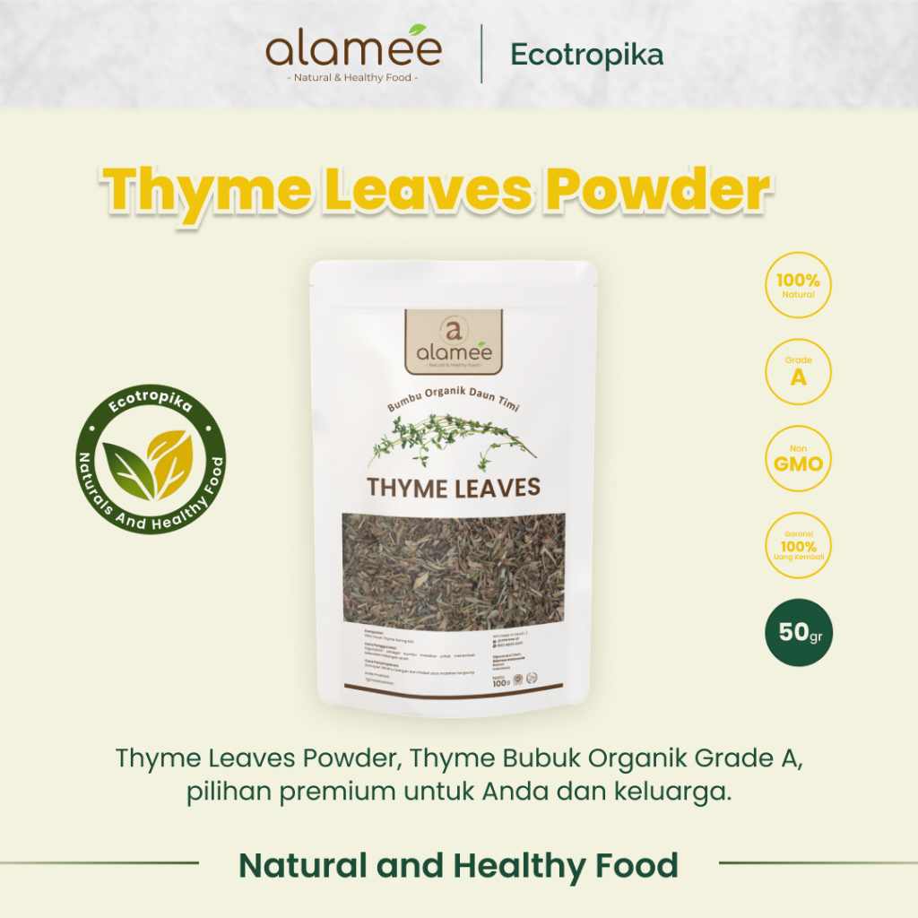 

Thyme Kering Daun Timi Bumbu Dapur Organik Garnish Dried Leaves Murni Asli Tanpa Campuran Premium 50