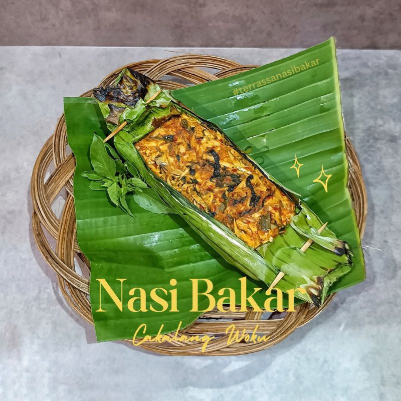 

Nasi bakar Cakalang suwir bumbu Woku