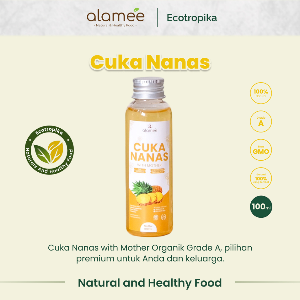 

Cuka Nanas Original Pineapple Cider Vinegar With Mother Organik Sari Buah Premium 100Ml Grade A