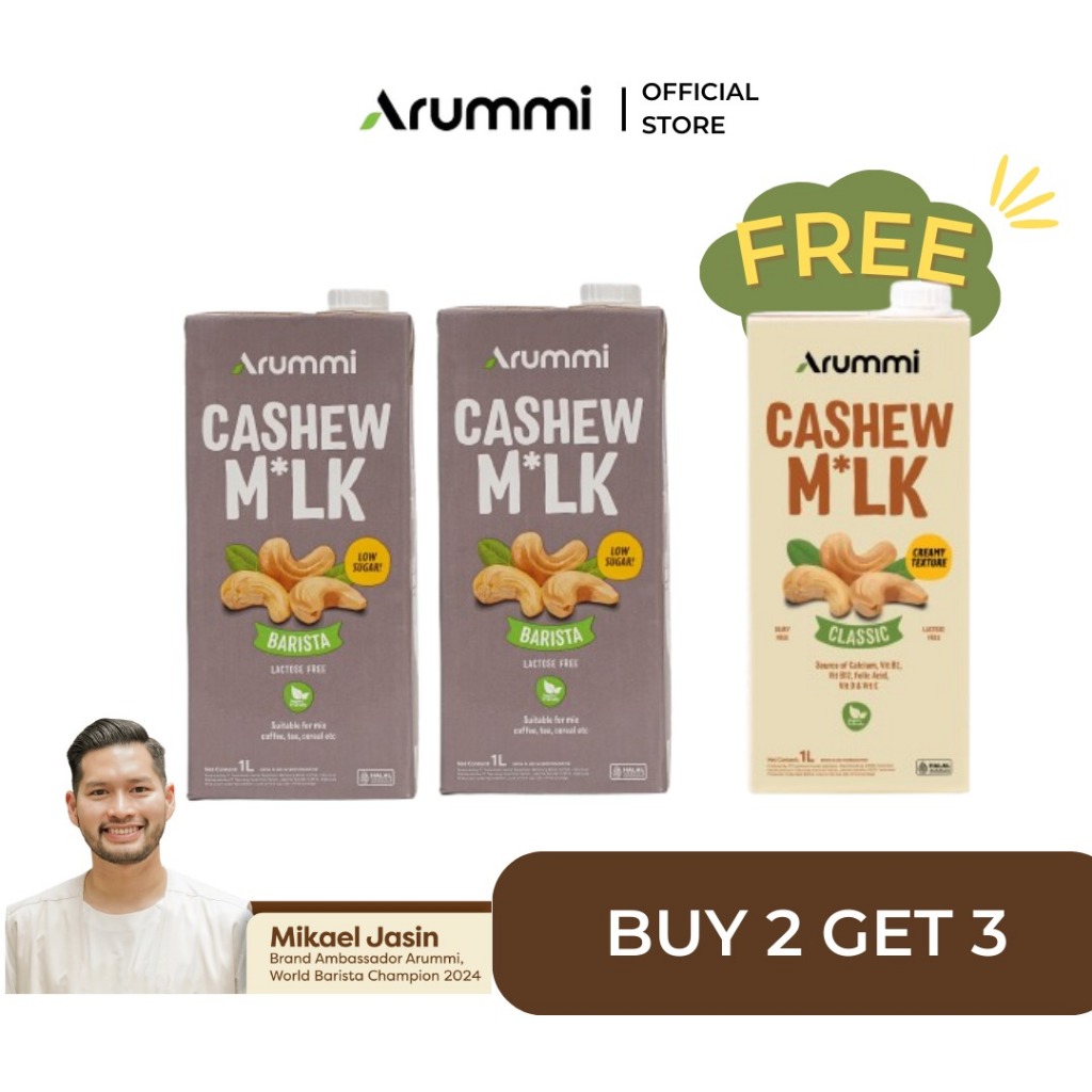 

[Buy 2 Get 3] Arummi Cashew Milk Barista FREE Arummi Classic 1L (Exp 20 Feb 2025)