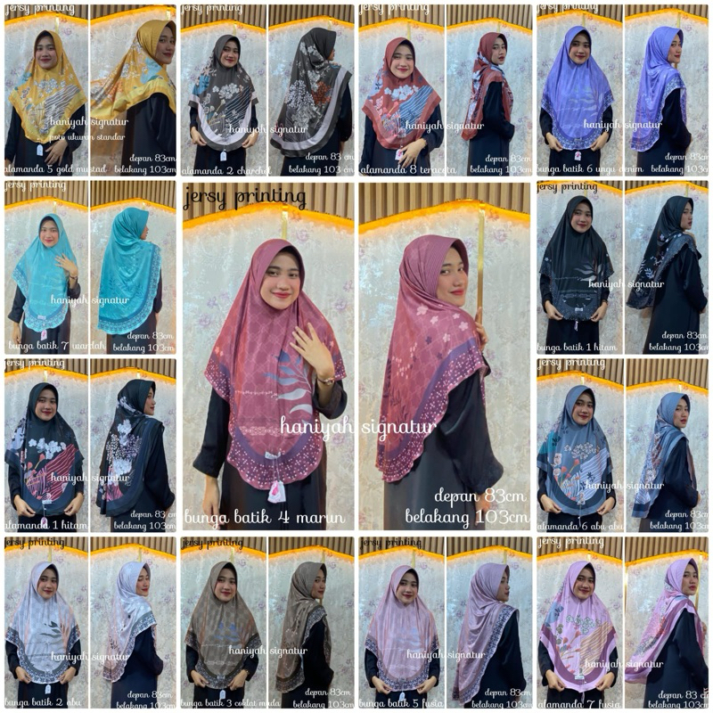 kerudung bergo motif yura jersey premium uk jumbo ,hijab instan jersey motif premium, bergo jersey m