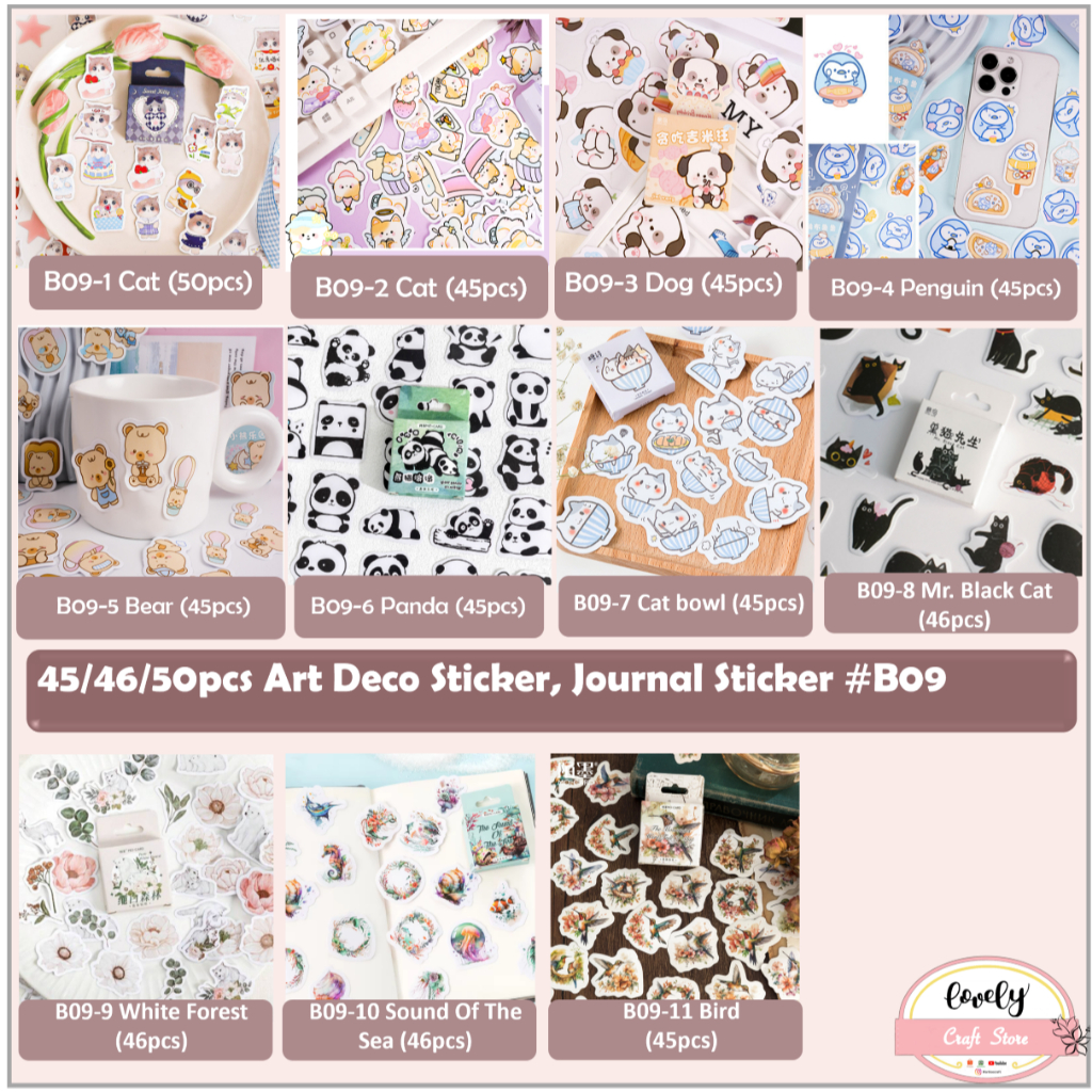 

LovelyCraftStore | B09 ~ 45-46-50pcs/box sticker journal, bullet journal art deco sticker, scrapbook, diary, decoration sticker mahar
