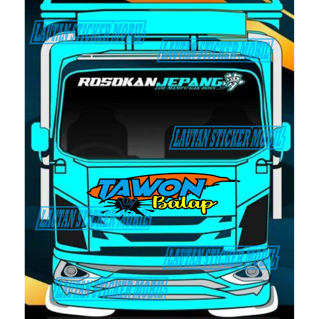 cutting sticker kabin depan truk canter giga dyna hino ragasa elf sticker cap truk tawon balap