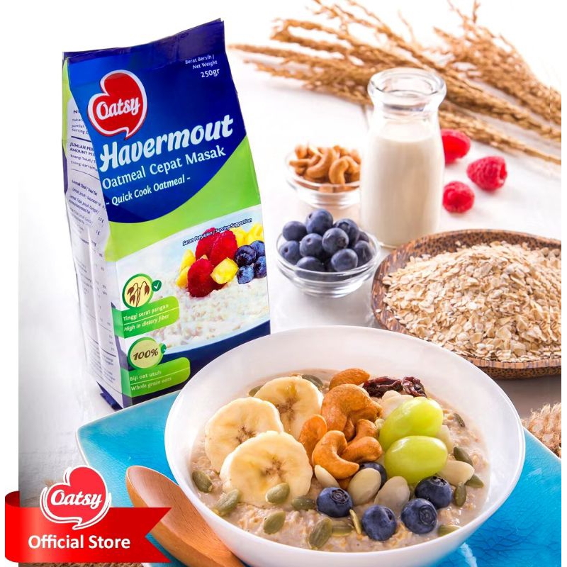 

Oatsy Havermout Cepat Masak Quick Cook Oatmeal Kemasan biru 200gr