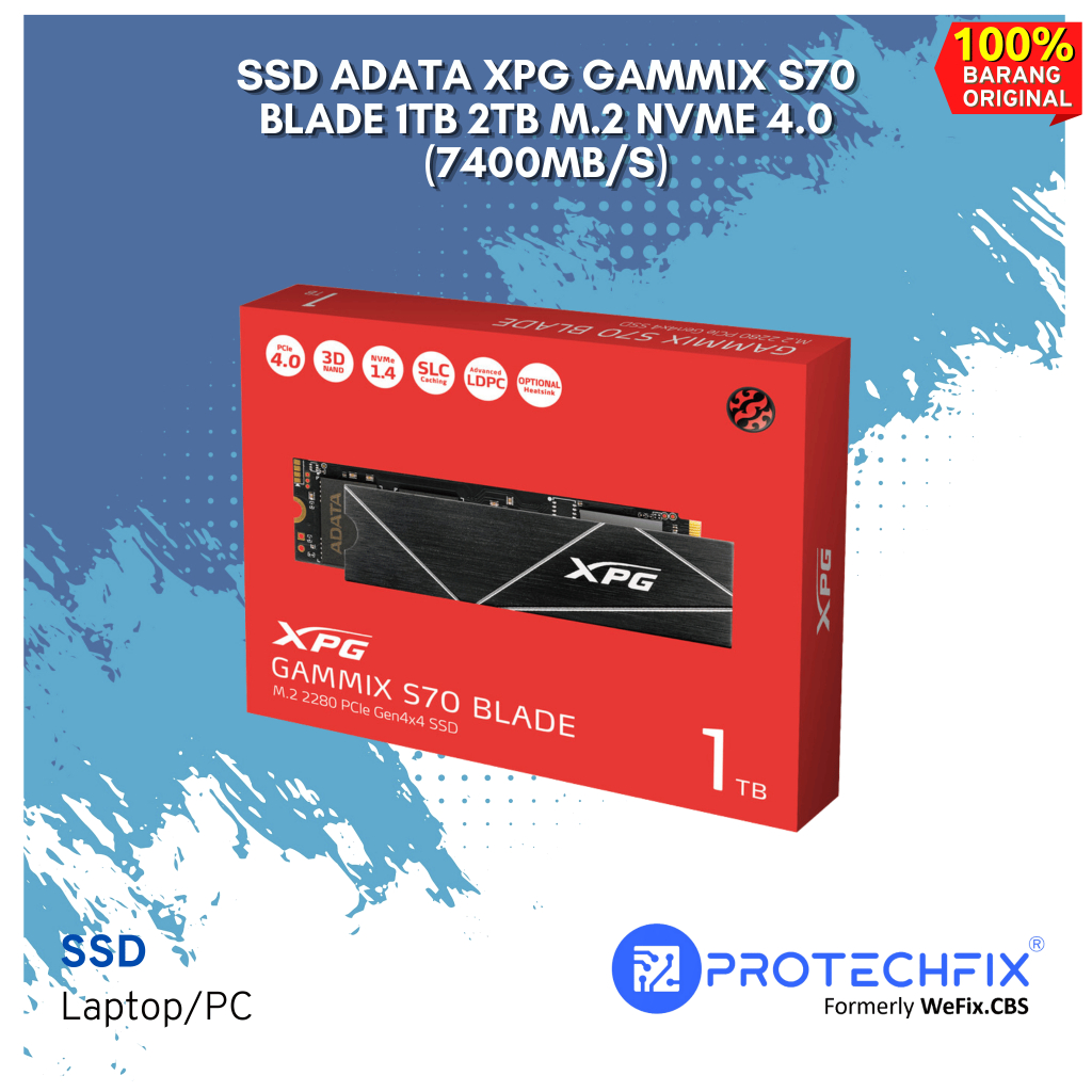 SSD ADATA XPG GAMMIX S70 Blade 1TB 2TB M.2 NVMe 4.0 (7400MB/s)