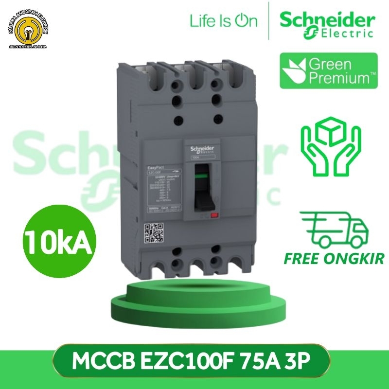 MCCB Schneider EZC100F 100 AMPERE 3 PHASE / MCCB EZC100F 100A 3P Original