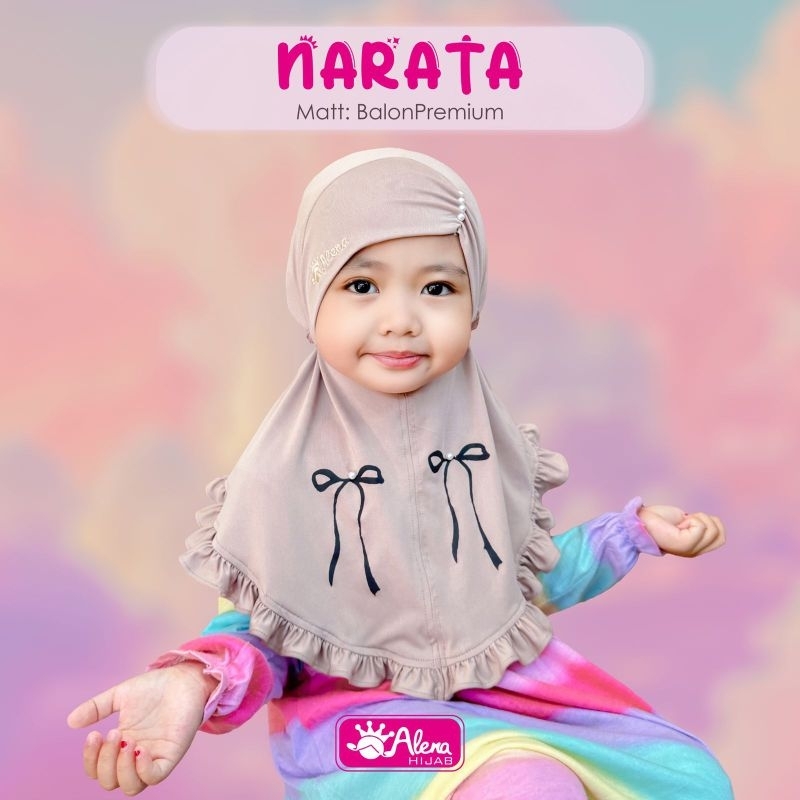 Hijab Anak NARATA PITA Ori ALENA | Jilbab Bergo Anak Bayi Jersey Premium 1-3 thn