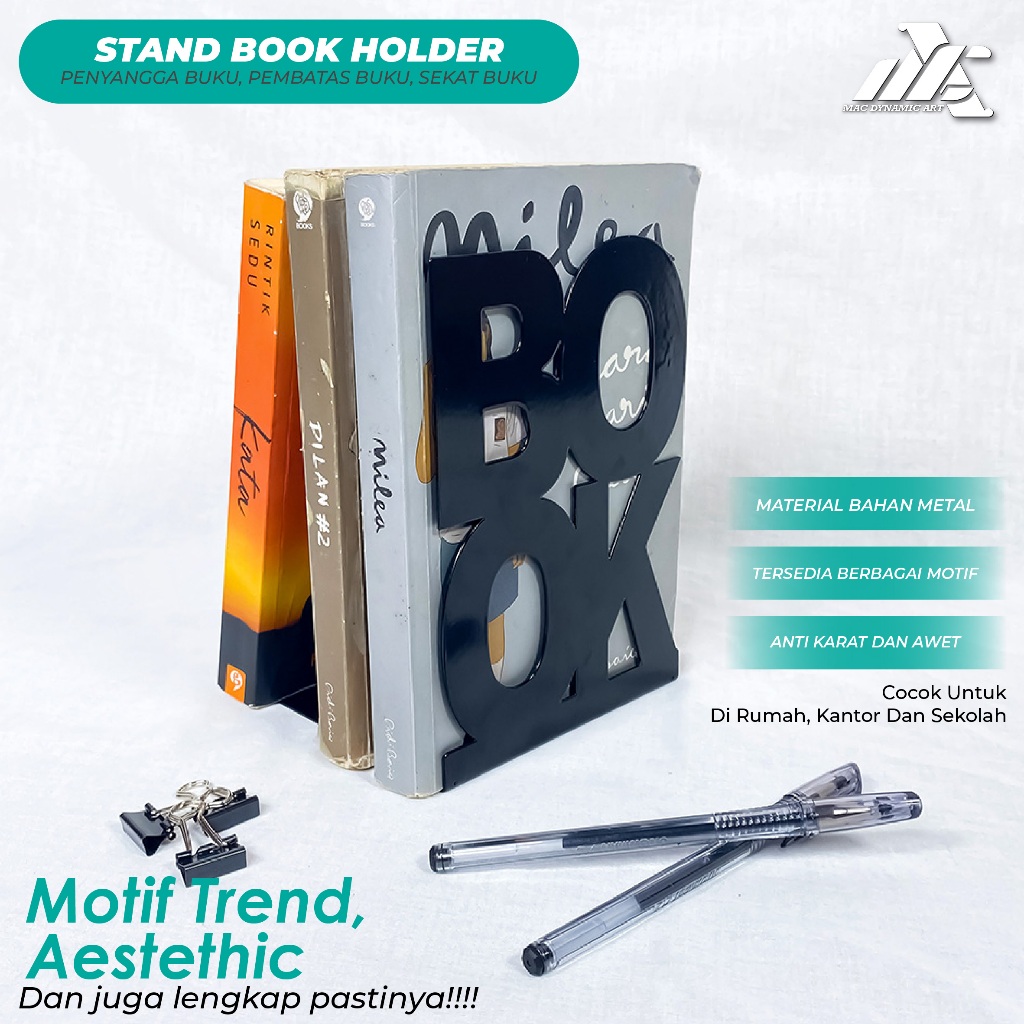 

Book End Besi - Penyangga Buku Pembatas Buku Bahan Besi Tebal - Stand Book Holder - SBH 01