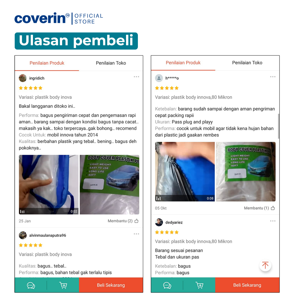 DISKON BODY COVER MOBIL AVANZA VELOZ 2022 PLASTIK SARUNG MOBIL BRIO XPANDER RUSH CARRY RAIZE