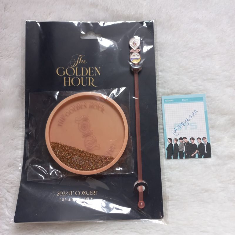 IU glitter coaster and muddler set official merch 2022 iu the golden hour concert