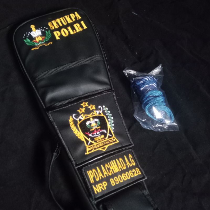 Sarung / Tas Bordir hitam Pedang Pora pama Polri Free tali rumbe
