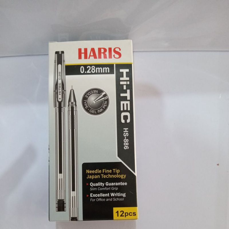 

Pulpen gel Haris HI-TECH 0.28mm/ hitam /per lusin