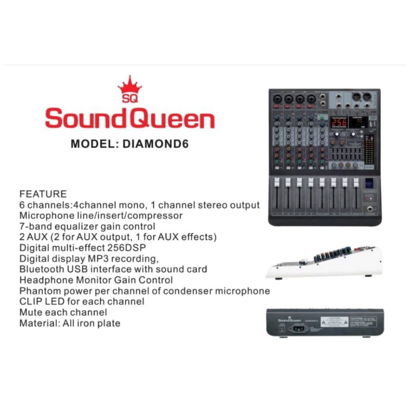 Mixer Soundqueen Diamond 6 Channel Original Mixer Soundqueen Diamond 6 Channel