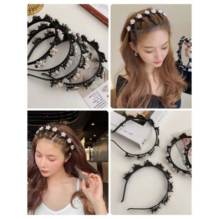 [oddsolshop] pekanbaru/Pengikat Bandana Penjepit Rambut Wanita Cewek Bando 2in1 include Ikat Jepit