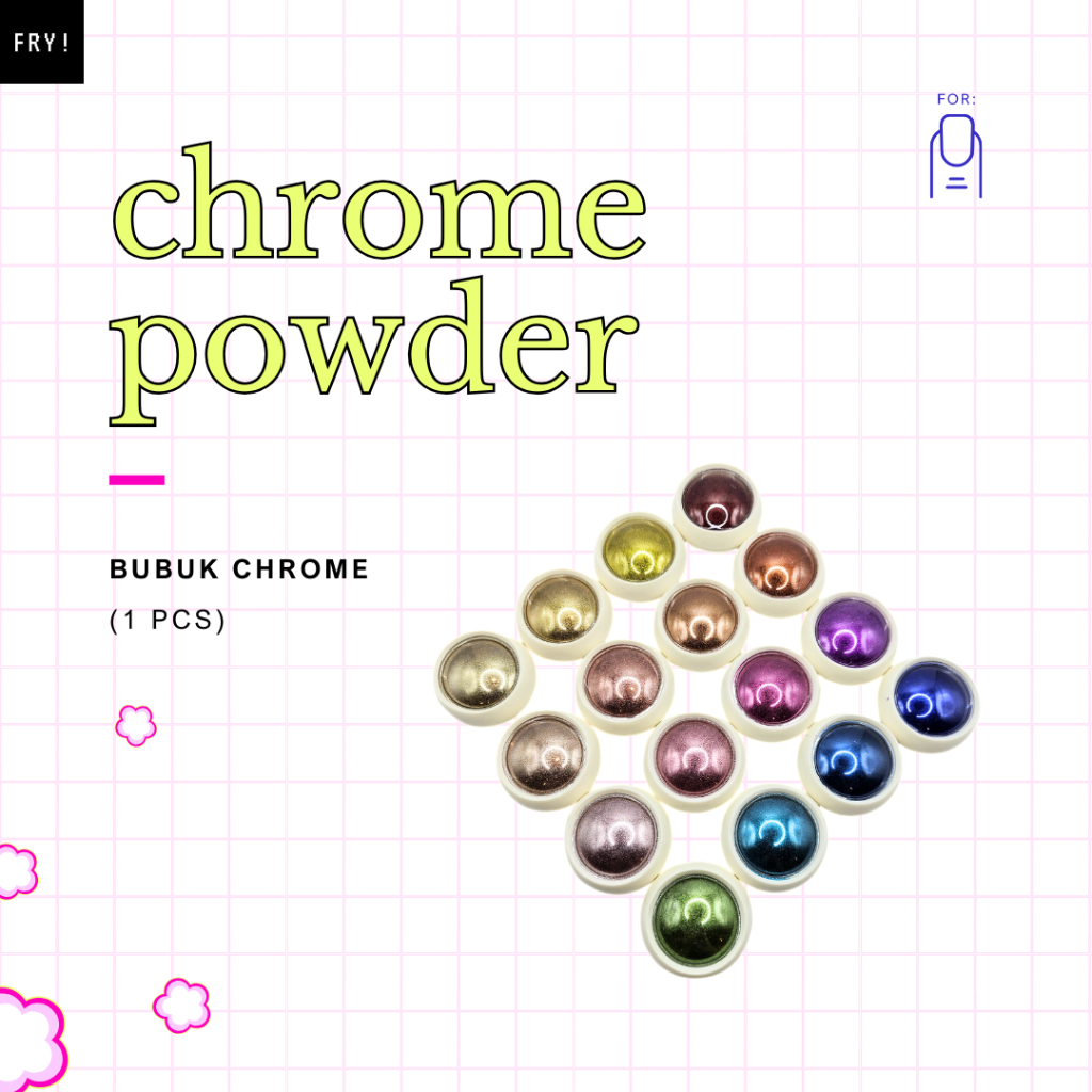 FRY (1 pcs) Chrome Powder Nail / Serbuk Glitter Nail art Mirror Chrome Powder Aksesoris Kuku