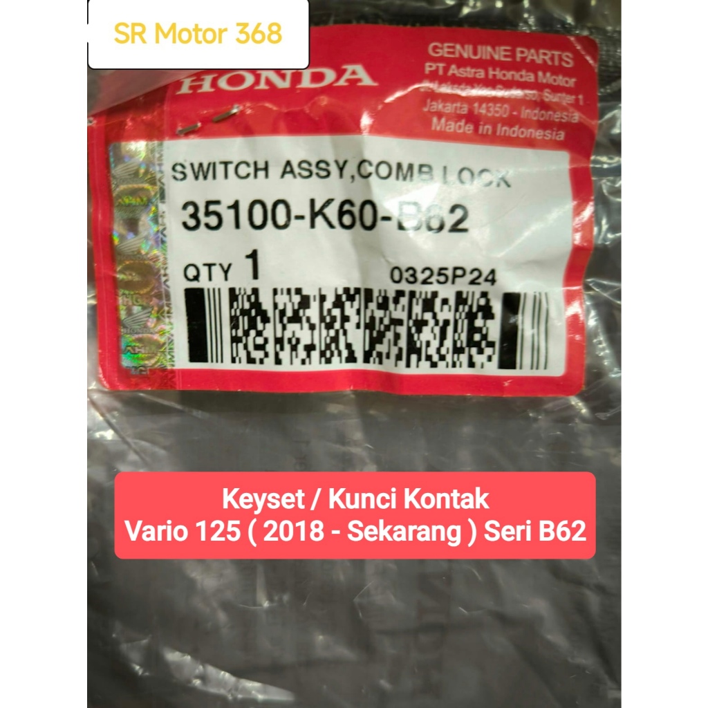 Keyset K60B62/#Kunci Kontak Vario 125 /#35100K60B62/#Resmi AHM/#Astra Motor Part
