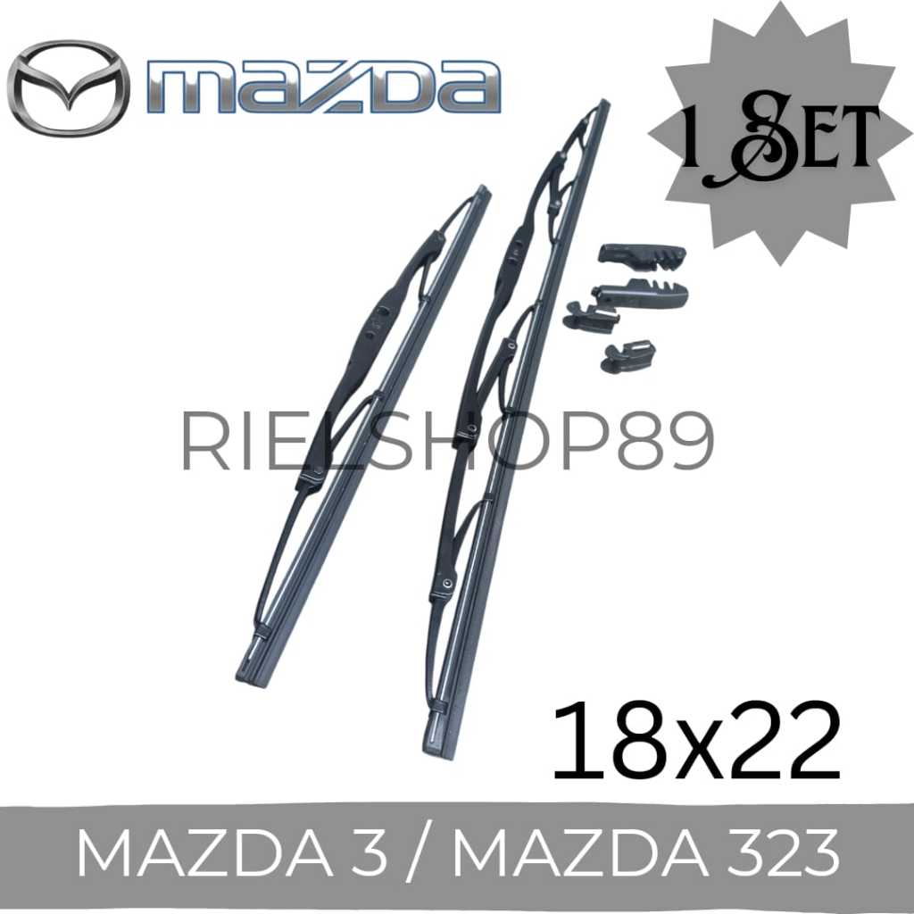 1 Set Wiper Blade / Karet Wiper Kaca Depan Mazda 3 / Mazda 323 / Mazda Interplay