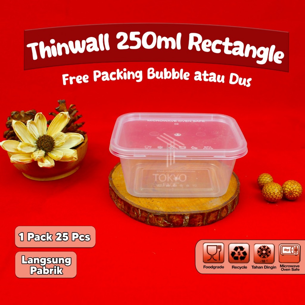kotak plastik persegi panjang 250ml / thinwall plastik 250ml MURAH