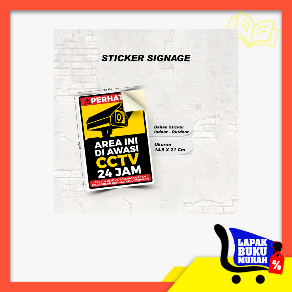 

lbm - STIKER CCTV 24 JAM MURAH BAHAN VINLY / STIKER CCTV UKURAN 14.5 X 21 / STIKER SIGNAGE CCTV / INDOOR - OUTDOOR,,,