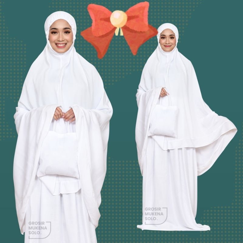 Mukena Putih Adem / Mukena Putih Dewasa Standar / Mukena Putih Rayon Adem / Mukena Santri Pondok