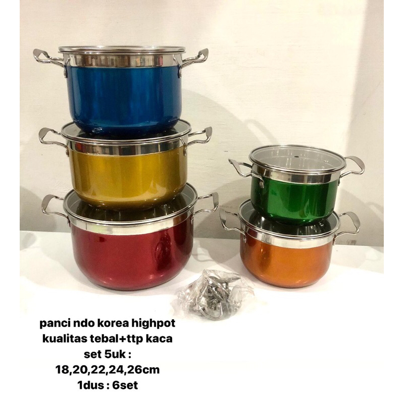 panci steamer set 5 susun stainless tutup kaca