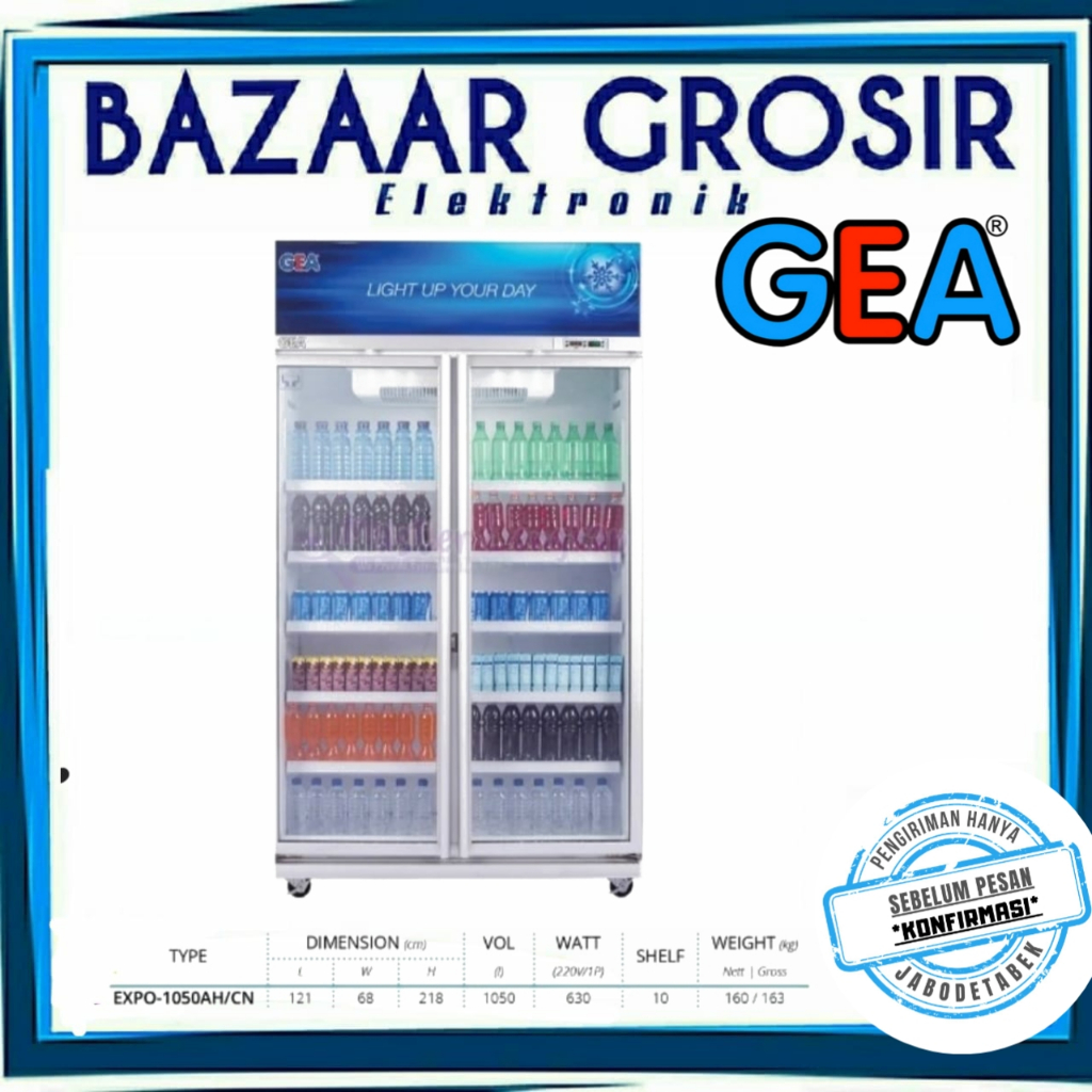 SHOWCASE GEA 2 PINTU EXPO1050 / EXPO 1050 / EXPO-1050 AH/CN 1050LITER