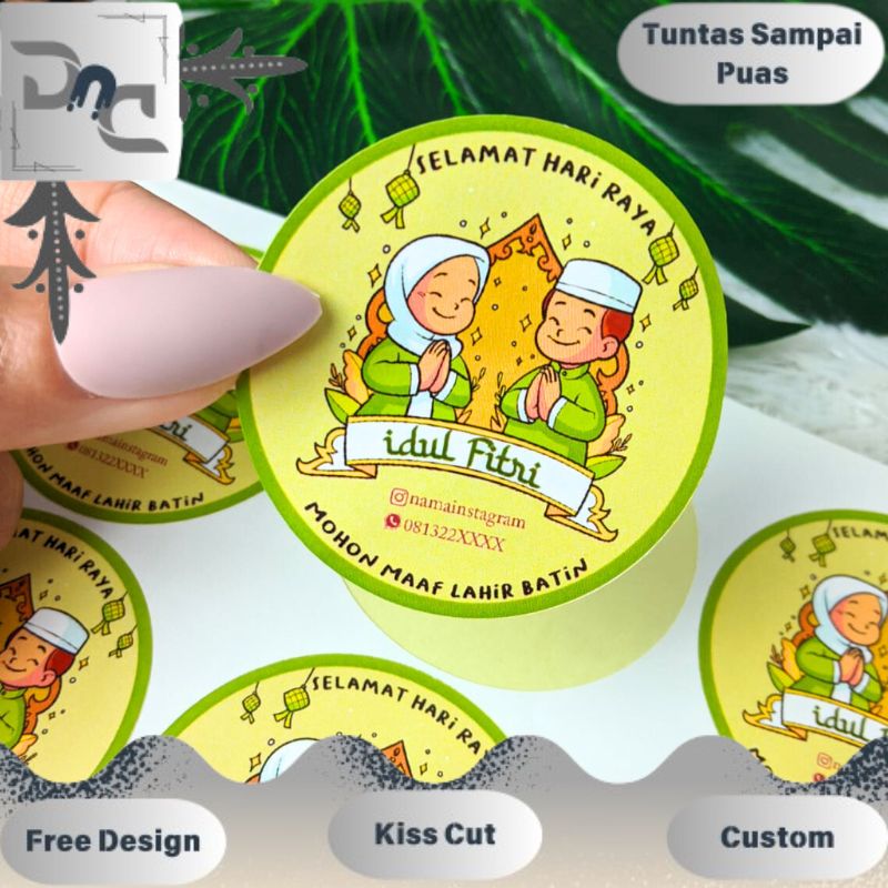 

2-4 Cetak Sticker Label Bulat Idul Fitri Stiker Lebaran Toples Label Kue