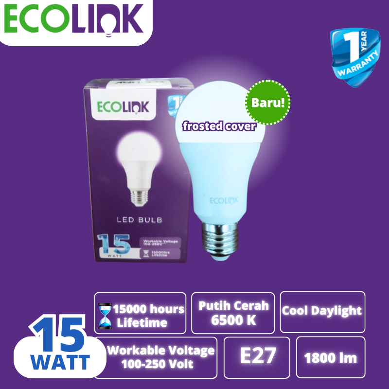 Lampu Led Ecolink 15 Watt Fitting E27 Warna Cool Day Light (Putih)