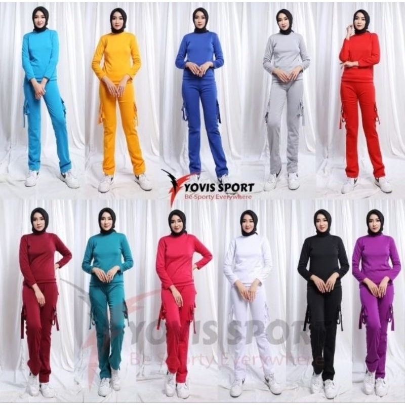 Celana Senam Pdl Cargo Wanita / Celana Senam Yovis Sport / Celana Senam Jumbo
