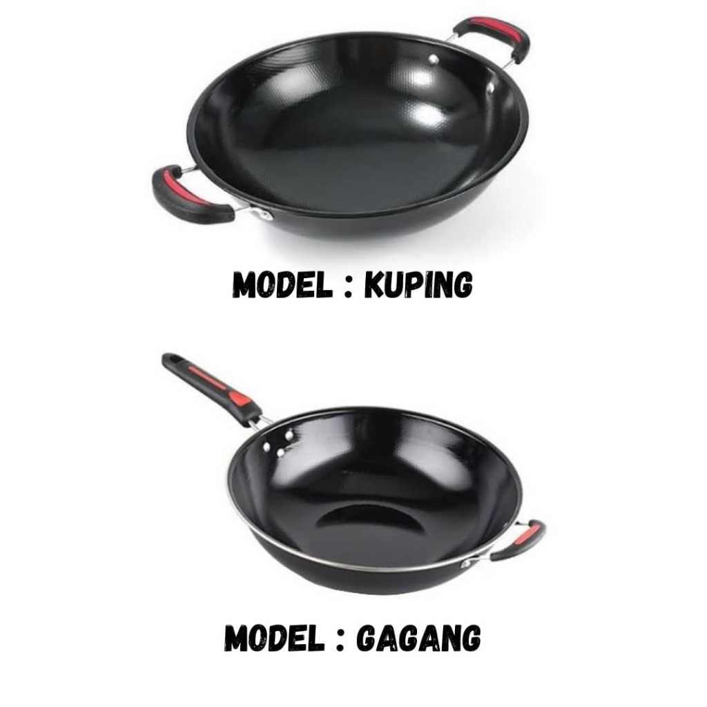 SI - WAJAN ENAMEL PANCI 32cm HITAM KUPING GAGANG PANJANG WAJAN ANTI LENGKET ANTI GORES Wajan Enamel 