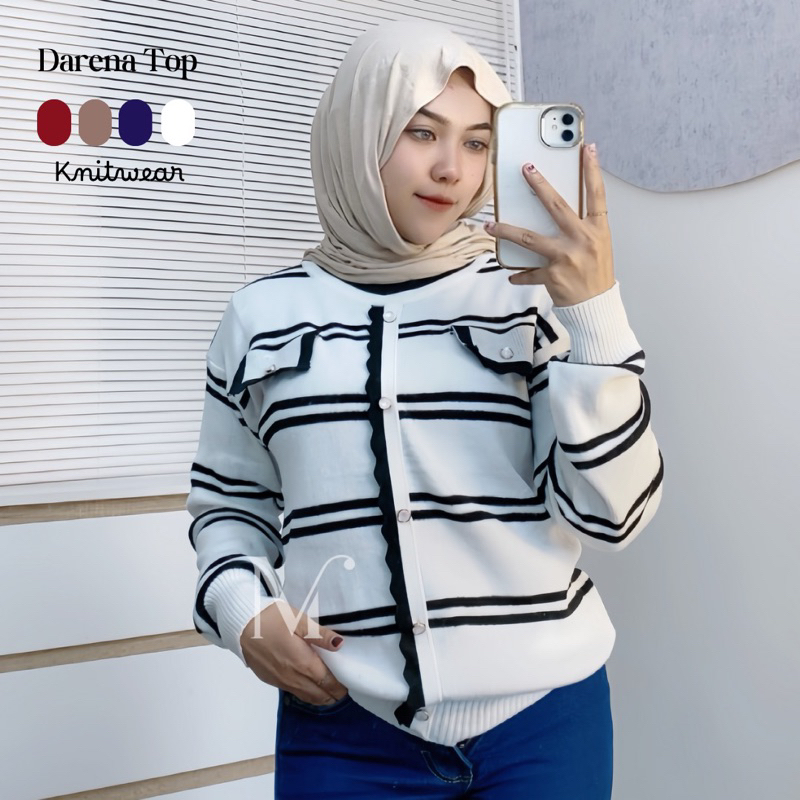 MAHARA - Darena Rajut Wanita Korea Lengan Panjang Kekinian Baju Long Korean Knit Blouse Atasan