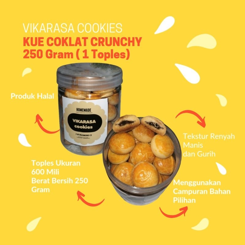 

250 GRAM KUE COKLAT CRUNCHY (1 TOPLES) vikarasa cookies