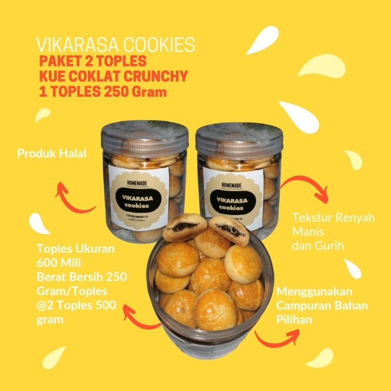 

PAKET 2 TOPLES KUE COKLAT CRUNCHY (250GRAM/TOPLES) Vikarasa Cookies