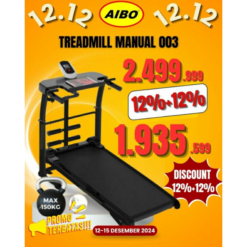 AIBO FITNESS & HEALTH BANJARMASIN/ PROMO Spesial 12.12/ Treadmill Manual 003/ Kualitas Gym/ Diskon s