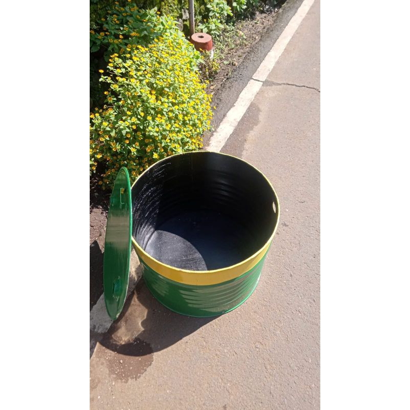 drum sampah 100 liter/tempat sampah besi/tempat bakar sampah/tempat tanaman/drum tanaman