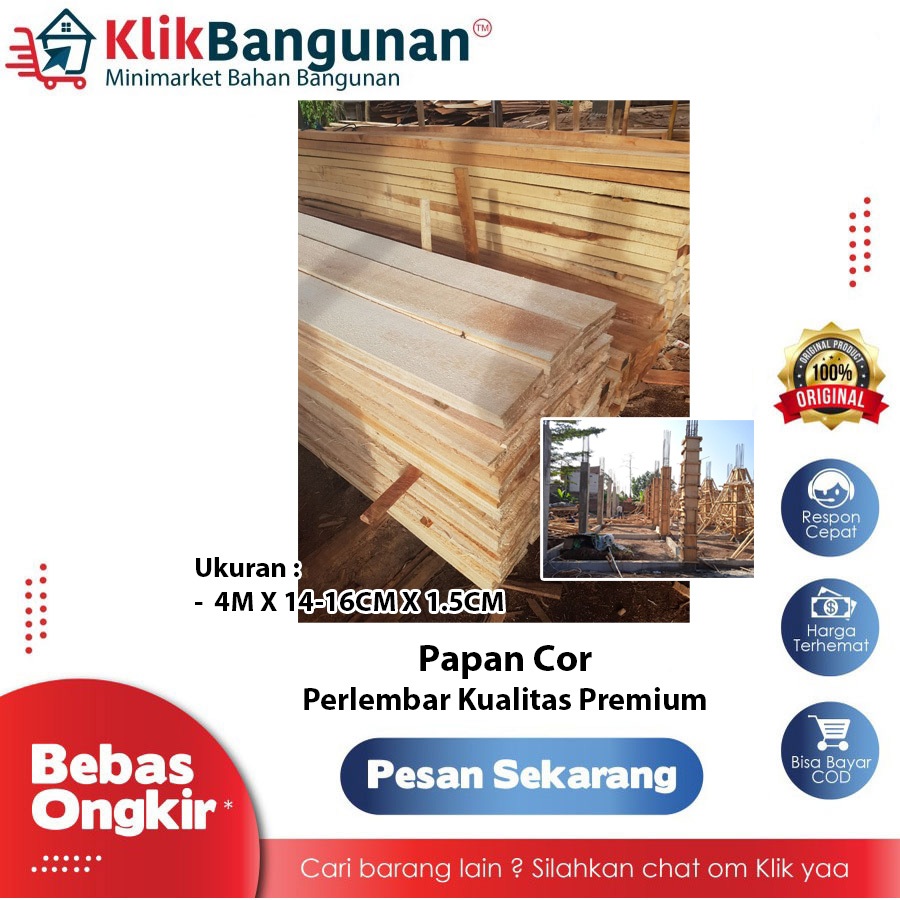 PAPAN COR PERLEMBAR / KAYU COR KUALITAS PREMIUM