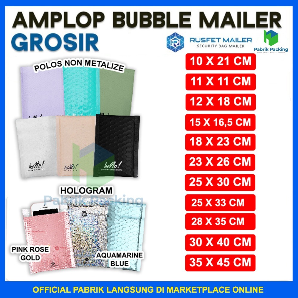 

Bubble Mailer Rusfet | Amplop Packing Colour Premium Termurah Satuan