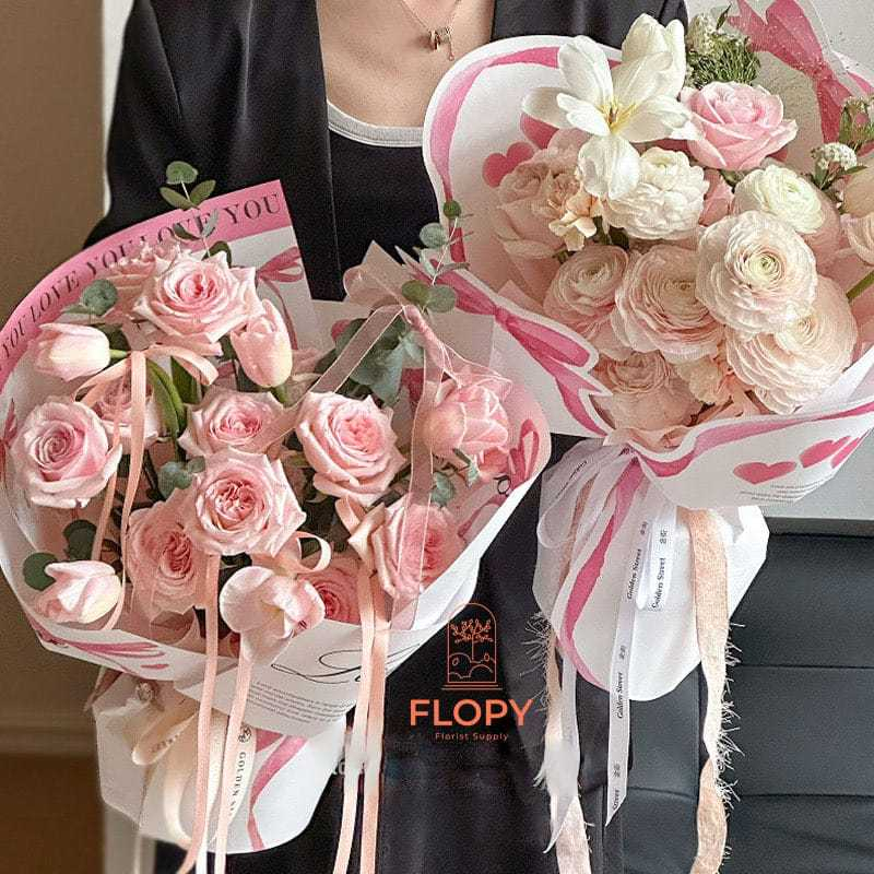 

[ 5 Lembar ] Kraft Paper Tekstur Motif Pita / Kertas Bunga