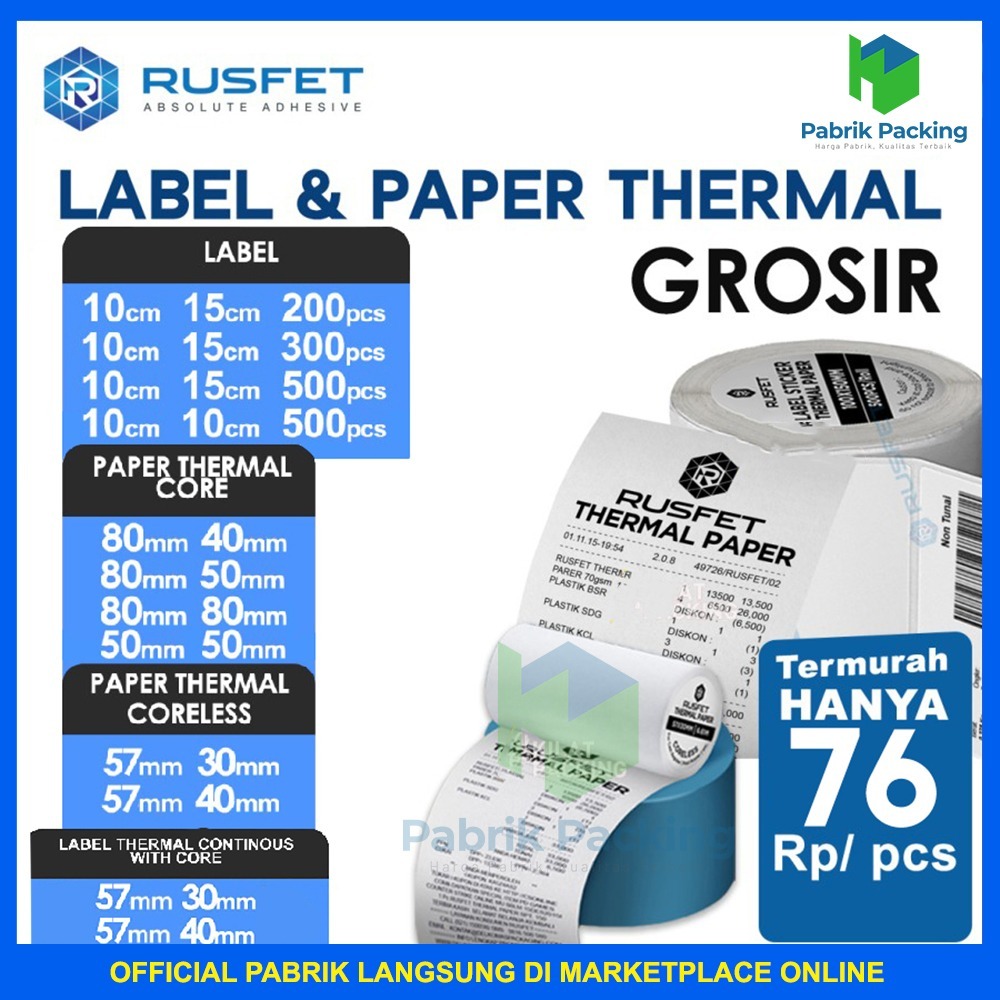 

Kertas Struk Thermal Kertas Kasir Kertas EDC ATM Thermal Roll Thermal Paper Rusfet