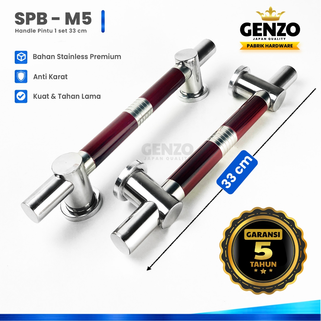 ENZO Handle Pintu Rumah Minimalis Stainless Steel 33 cm Motif Bulat 2 Kupu Tarung