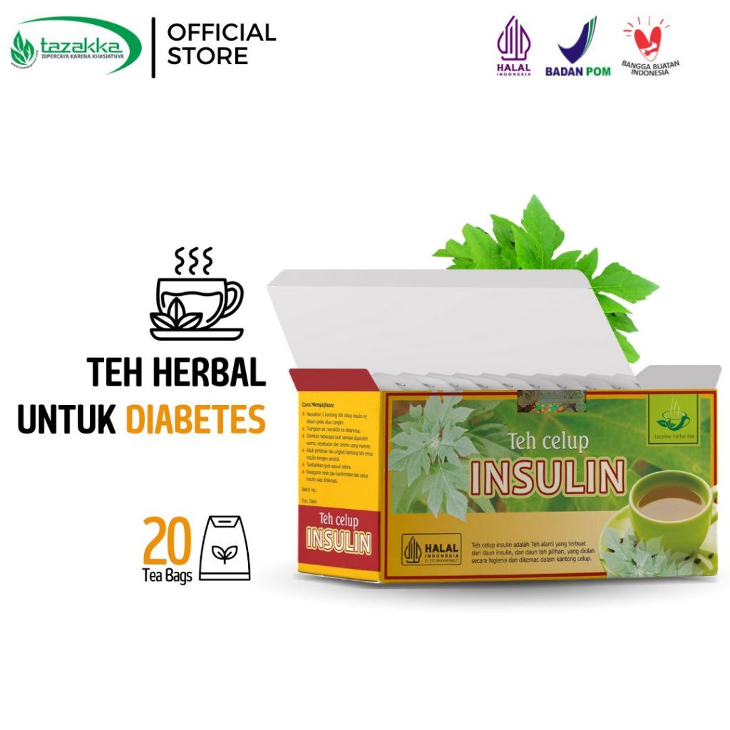 

TAZAKKA Teh Daun Insulin Untuk Diabetes Yakon Isi 20 Kantung Celup Herbal Obat Gula Darah Tinggi