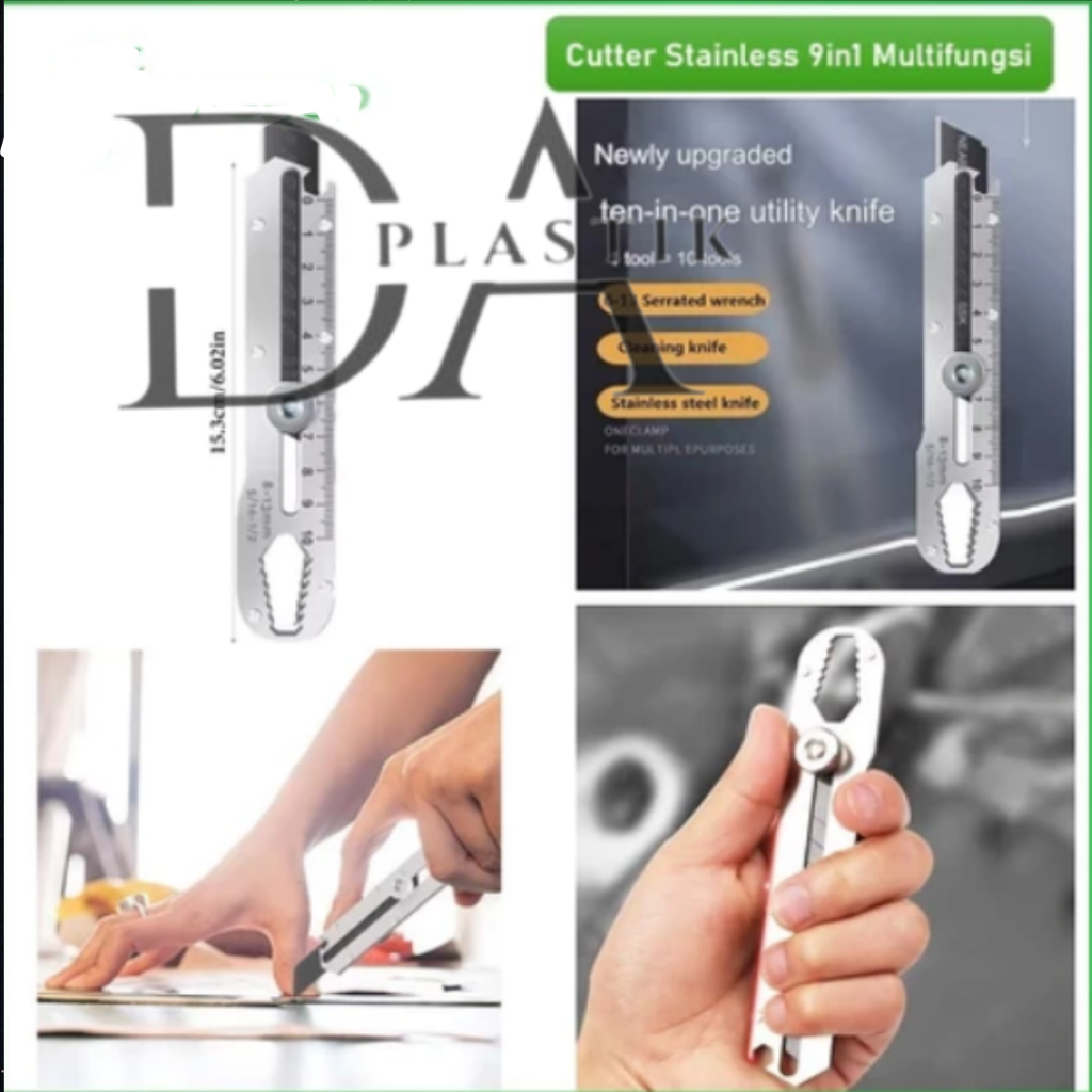

Pemotong Kertas Tajam Anti Karat Multifungsi Pisau Cutter Stainless Besi 9in1 Cutter Stainless