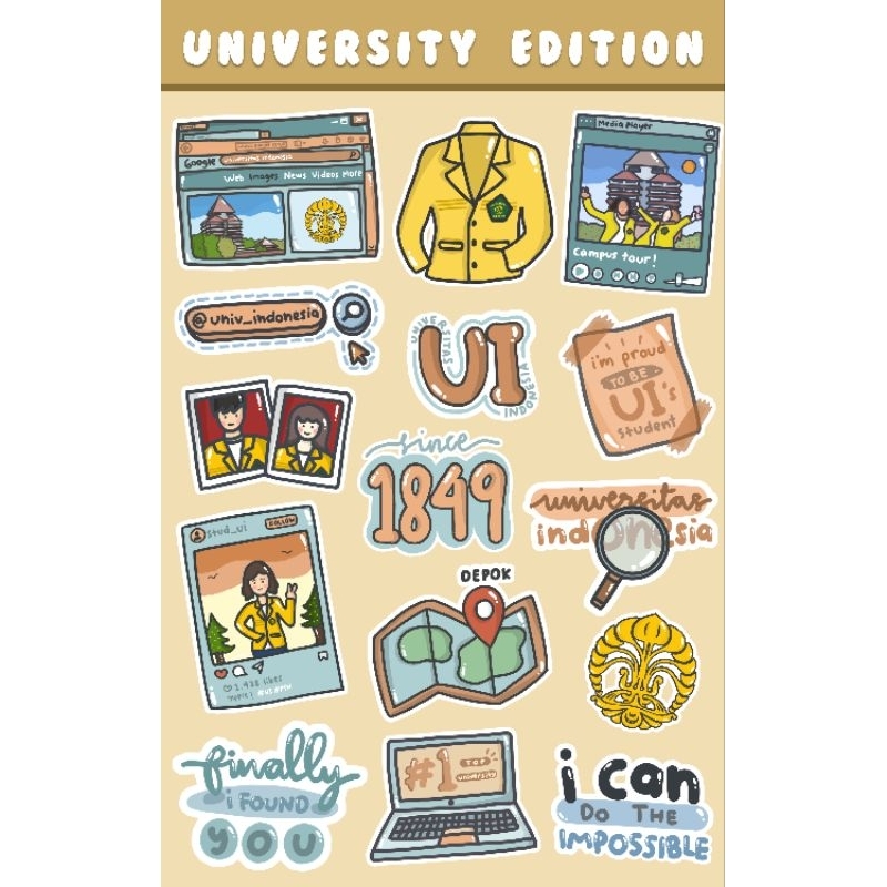 

[15 PCS] STIKER UNIVERSITAS INDONESIA UI LUCU MURAH GLOSSY