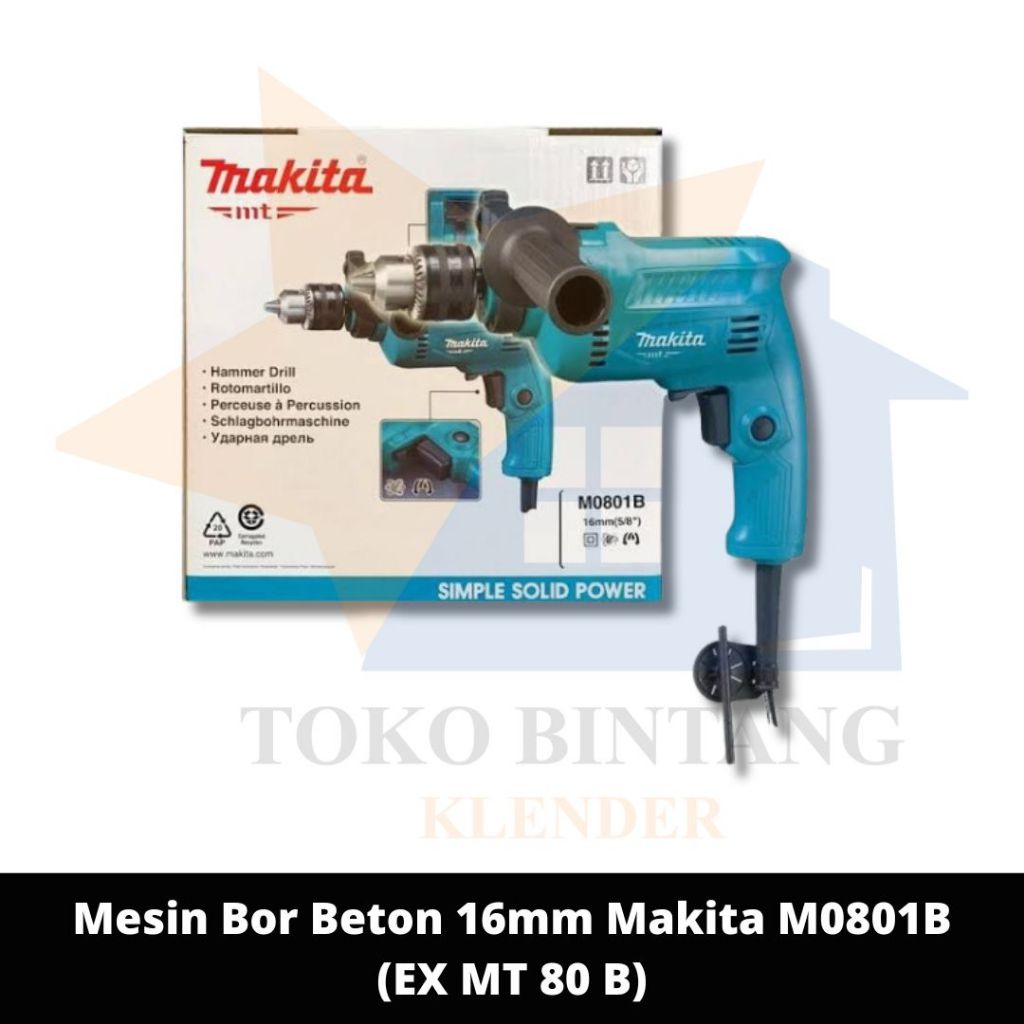 Mesin Impact Drill Makita Mesin Bor Beton 16mm M0801B (EX MT 80 B) / Pengganti Makita MT 80 B