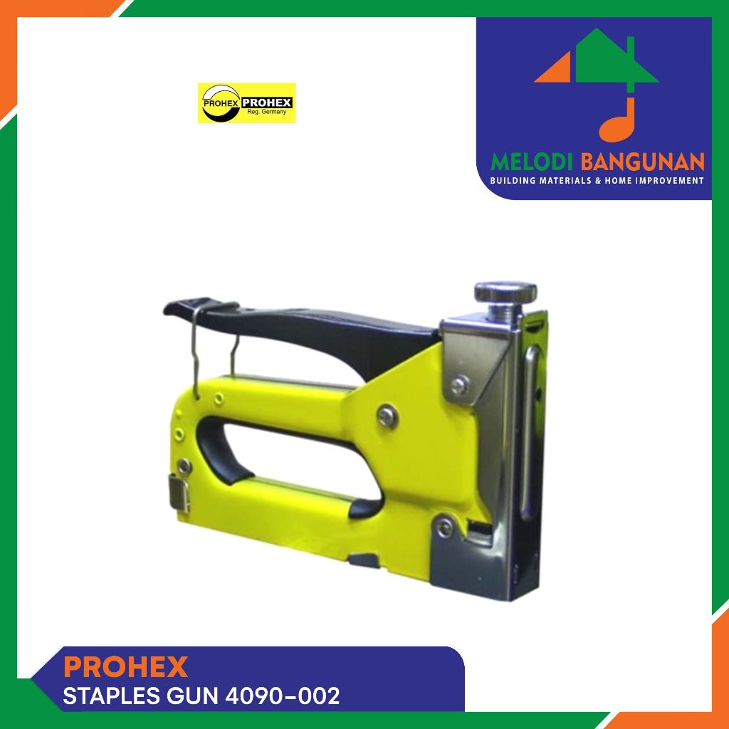 

Prohex - Staple Gun Tacker + Staples + Stapler + Steples Tembak 4090 002 4-14 MM KUNING HITAM